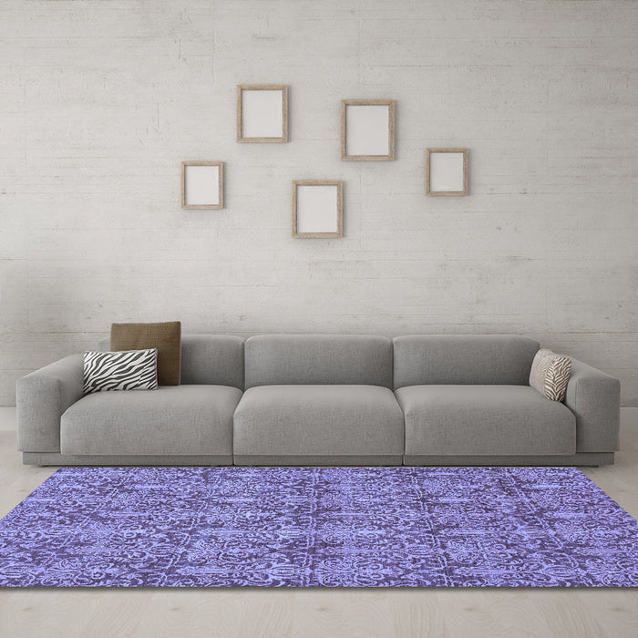 Machine Washable Abstract Blue Modern Rug in a Living Room, wshabs49blu