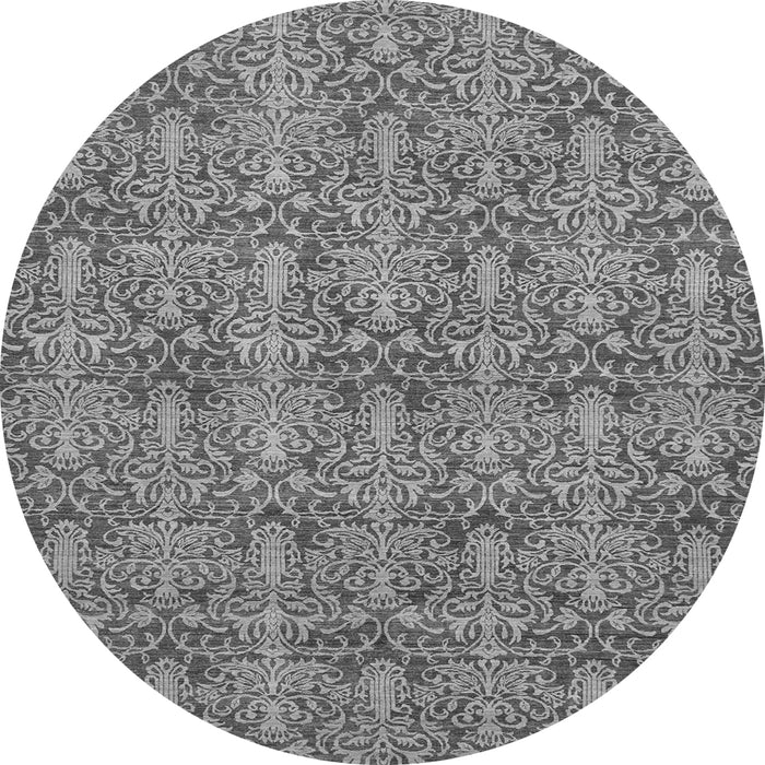Round Machine Washable Abstract Gray Modern Rug, wshabs49gry