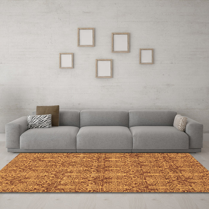 Machine Washable Abstract Brown Modern Rug in a Living Room,, wshabs49brn