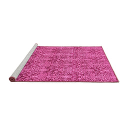 Sideview of Machine Washable Abstract Pink Modern Rug, wshabs49pnk