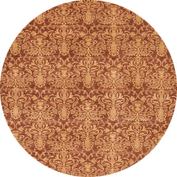 Round Machine Washable Abstract Orange Rug, wshabs49