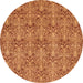 Round Machine Washable Abstract Orange Rug, wshabs49