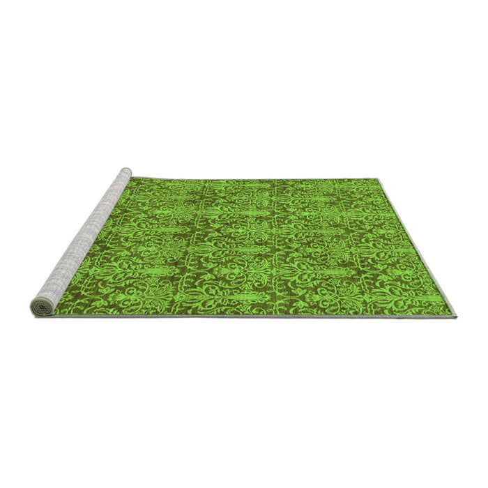 Sideview of Machine Washable Abstract Green Modern Area Rugs, wshabs49grn