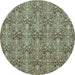 Round Machine Washable Abstract Light Blue Modern Rug, wshabs49lblu