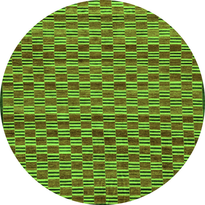 Round Machine Washable Abstract Green Modern Area Rugs, wshabs4grn