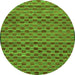 Round Machine Washable Abstract Green Modern Area Rugs, wshabs4grn