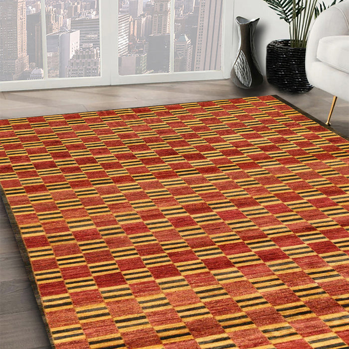 Machine Washable Abstract Red Rug in a Family Room, wshabs4