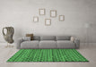 Machine Washable Abstract Emerald Green Modern Area Rugs in a Living Room,, wshabs4emgrn