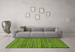 Machine Washable Abstract Green Modern Area Rugs in a Living Room,, wshabs4grn