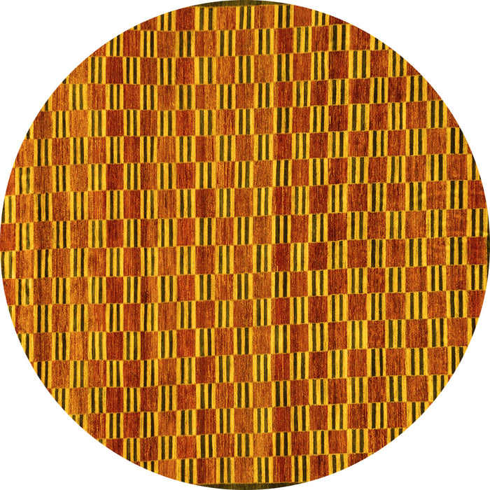 Round Machine Washable Abstract Yellow Modern Rug, wshabs4yw