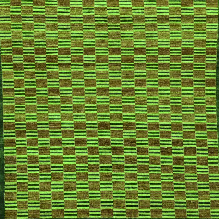 Square Machine Washable Abstract Green Modern Area Rugs, wshabs4grn