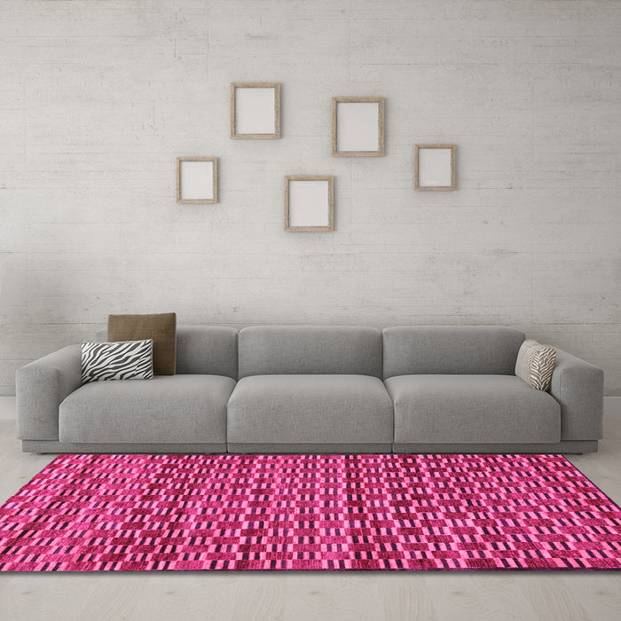 Machine Washable Abstract Pink Modern Rug in a Living Room, wshabs4pnk