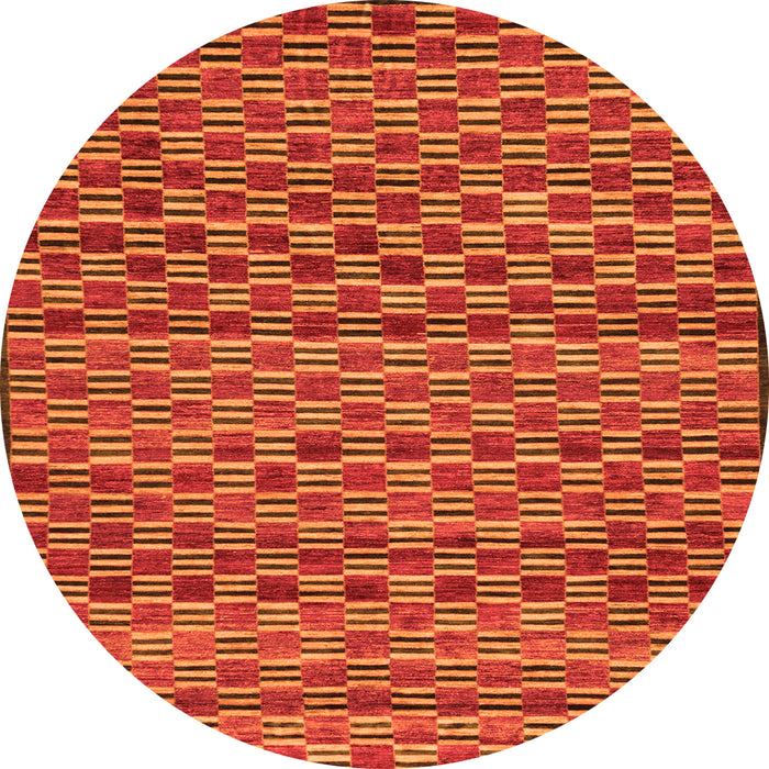 Round Machine Washable Abstract Orange Modern Area Rugs, wshabs4org