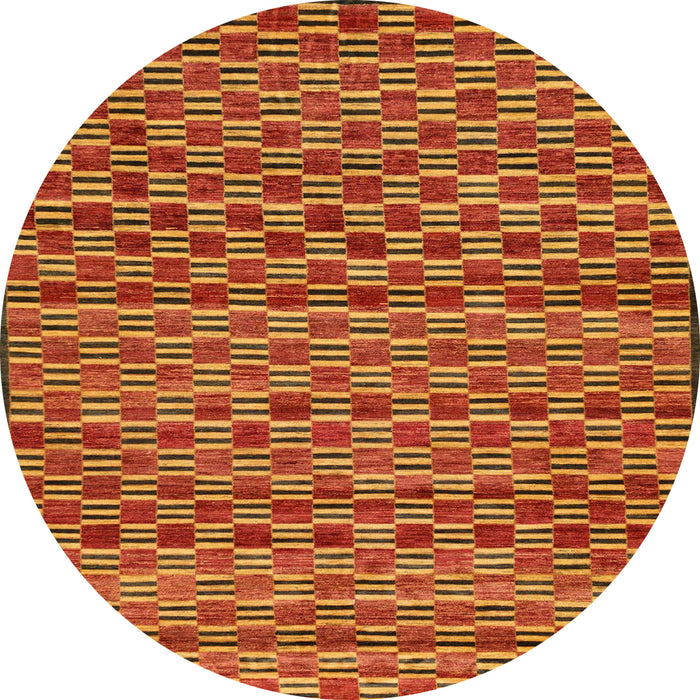 Round Machine Washable Abstract Red Rug, wshabs4
