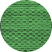 Round Machine Washable Abstract Emerald Green Modern Area Rugs, wshabs4emgrn