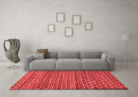 Machine Washable Abstract Red Modern Rug, wshabs4red