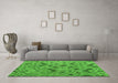 Machine Washable Abstract Green Modern Area Rugs in a Living Room,, wshabs5000grn