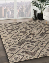 Abstract Coffee Brown Modern Rug, abs5000