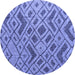 Round Machine Washable Abstract Blue Modern Rug, wshabs5000blu