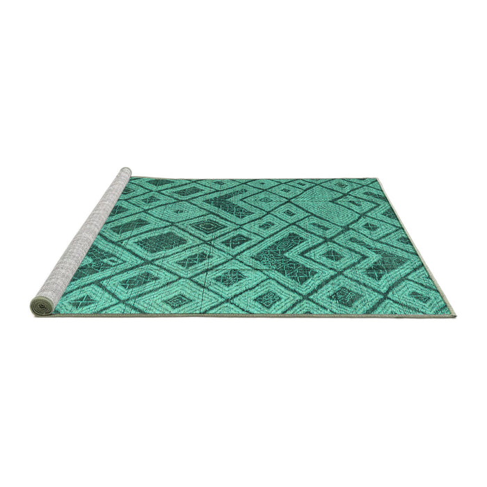 Sideview of Machine Washable Abstract Turquoise Modern Area Rugs, wshabs5000turq