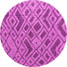 Round Machine Washable Abstract Pink Modern Rug, wshabs5000pnk