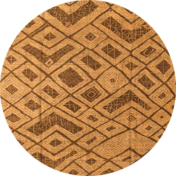 Round Abstract Orange Modern Rug, abs5000org