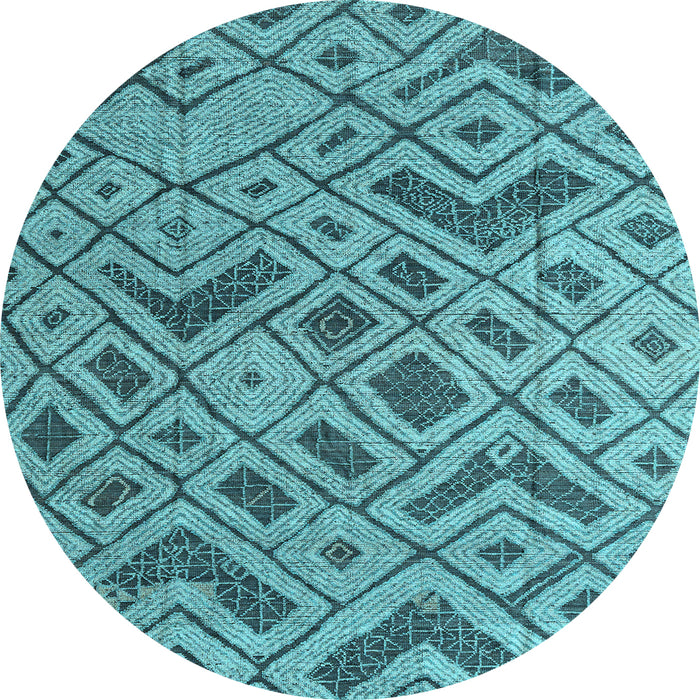 Round Abstract Light Blue Modern Rug, abs5000lblu