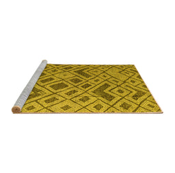 Sideview of Machine Washable Abstract Yellow Modern Rug, wshabs5000yw