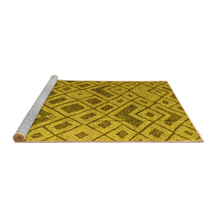 Sideview of Machine Washable Abstract Yellow Modern Rug, wshabs5000yw