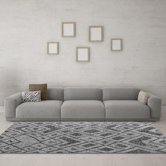 Machine Washable Abstract Gray Modern Rug in a Living Room,, wshabs5000gry