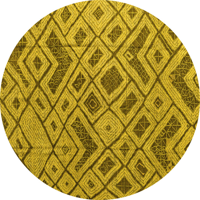 Round Abstract Yellow Modern Rug, abs5000yw