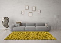 Machine Washable Abstract Yellow Modern Rug, wshabs5000yw