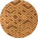 Round Machine Washable Abstract Orange Modern Area Rugs, wshabs5000org