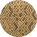 Round Machine Washable Abstract Brown Modern Rug, wshabs5000brn