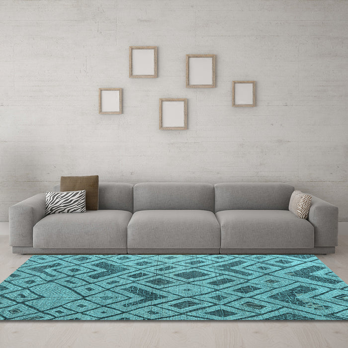 Machine Washable Abstract Light Blue Modern Rug in a Living Room, wshabs5000lblu