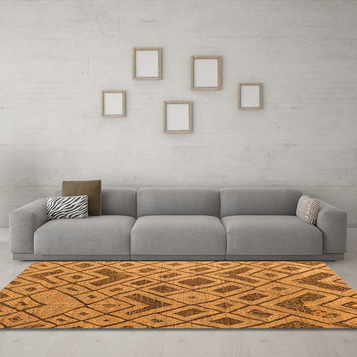 Machine Washable Abstract Orange Modern Area Rugs in a Living Room, wshabs5000org