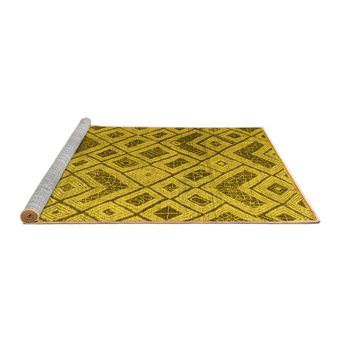 Sideview of Machine Washable Abstract Yellow Modern Rug, wshabs5001yw