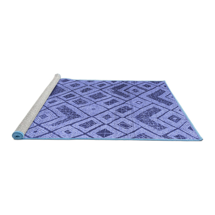 Sideview of Machine Washable Abstract Blue Modern Rug, wshabs5001blu
