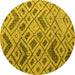 Round Machine Washable Abstract Yellow Modern Rug, wshabs5001yw