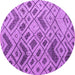 Round Machine Washable Abstract Purple Modern Area Rugs, wshabs5001pur