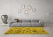 Machine Washable Abstract Yellow Modern Rug in a Living Room, wshabs5001yw