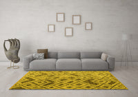 Machine Washable Abstract Yellow Modern Rug, wshabs5001yw