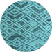 Round Machine Washable Abstract Light Blue Modern Rug, wshabs5001lblu