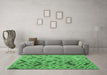 Machine Washable Abstract Emerald Green Modern Area Rugs in a Living Room,, wshabs5001emgrn