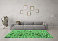 Machine Washable Abstract Emerald Green Modern Rug, wshabs5001emgrn