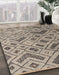 Abstract Tan Brown Modern Rug in Family Room, abs5001