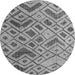 Round Machine Washable Abstract Gray Modern Rug, wshabs5001gry