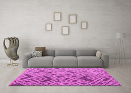 Machine Washable Abstract Pink Modern Rug in a Living Room, wshabs5001pnk
