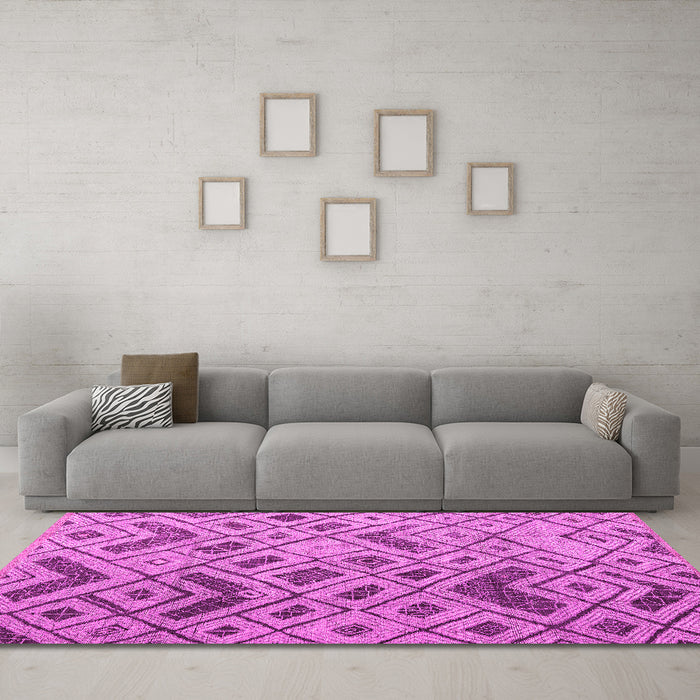 Machine Washable Abstract Pink Modern Rug in a Living Room, wshabs5001pnk