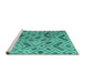 Sideview of Machine Washable Abstract Turquoise Modern Area Rugs, wshabs5001turq